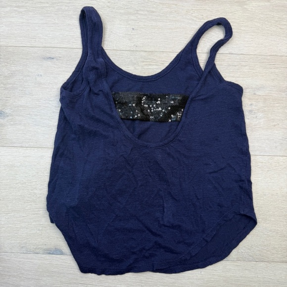 Patterson J. Kincaid Navy Tank Top with Black Sequin Accent - Picture 1 of 6